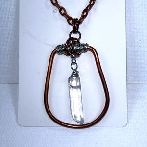 Artisan Handmade Solid Copper, Stainless Steel Quartz Crystal Custom Necklace